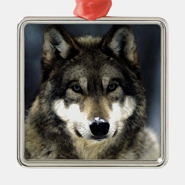 Wolf Metal Ornament (Front)