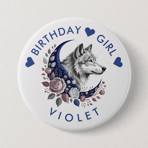 Wolf & Moon Birthday Button