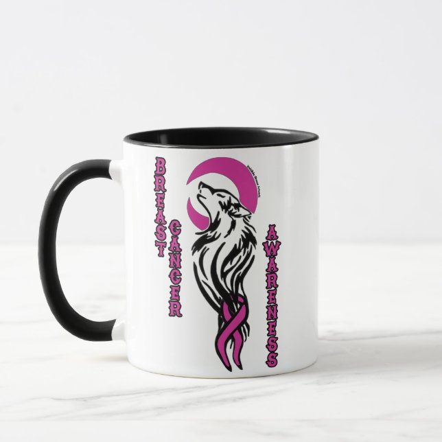 Wolf/Moon...Breast Cancer Mug (Left)