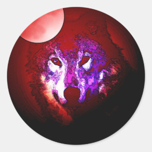 Wolf & Moon Classic Round Sticker
