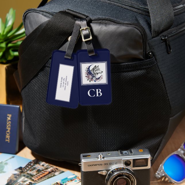 Wolf & Moon Custom Luggage Tag (Front & Back)