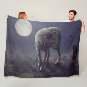 WOLF MOON FANTASY FLEECE BLANKET