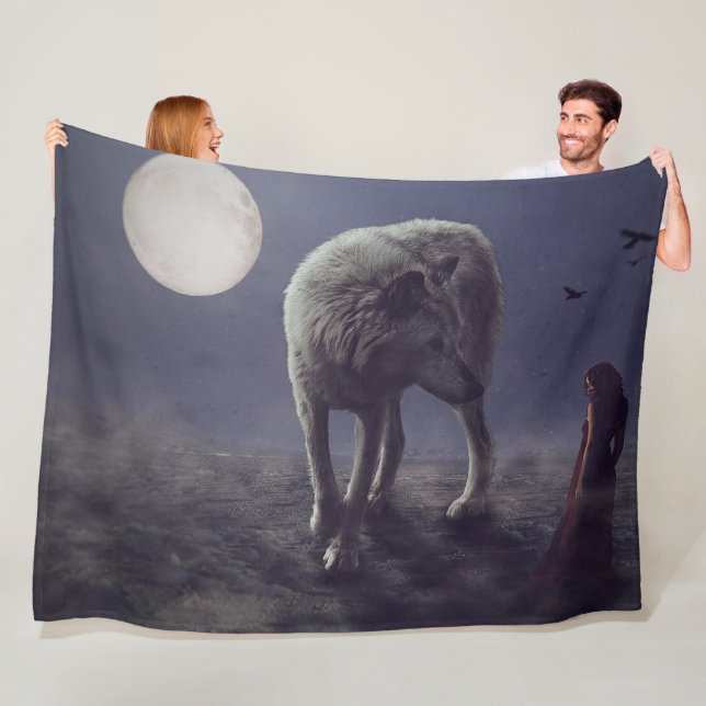 WOLF MOON FANTASY FLEECE BLANKET (In Situ)