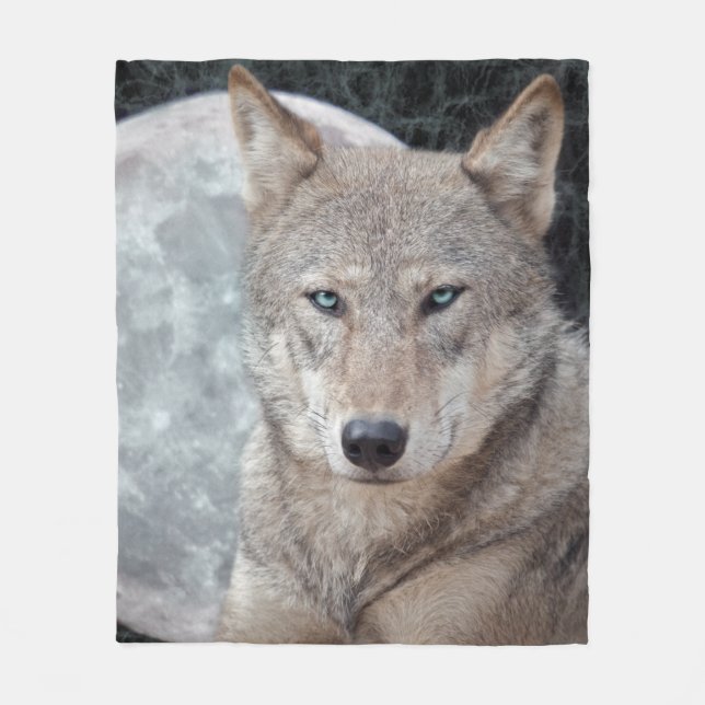 Wolf Moon Fleece Blanket (Front)