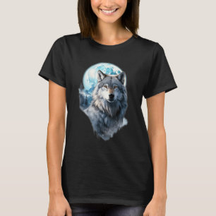 Wolf Moon Graphic Howling ,Under Full Moon Night T-Shirt