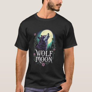 Wolf Moon Graphic - Purple Wolf & Full Moon for Wo T-Shirt