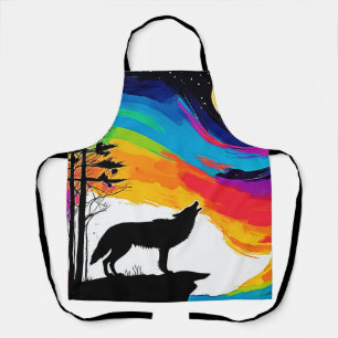 Wolf Moon Howl Art Apron