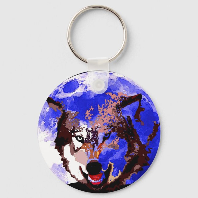 Wolf & Moon Key Ring (Front)