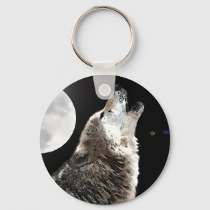 Wolf & Moon Key Ring