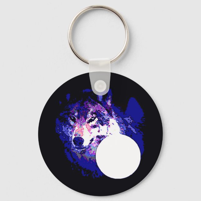 Wolf & Moon Key Ring (Front)