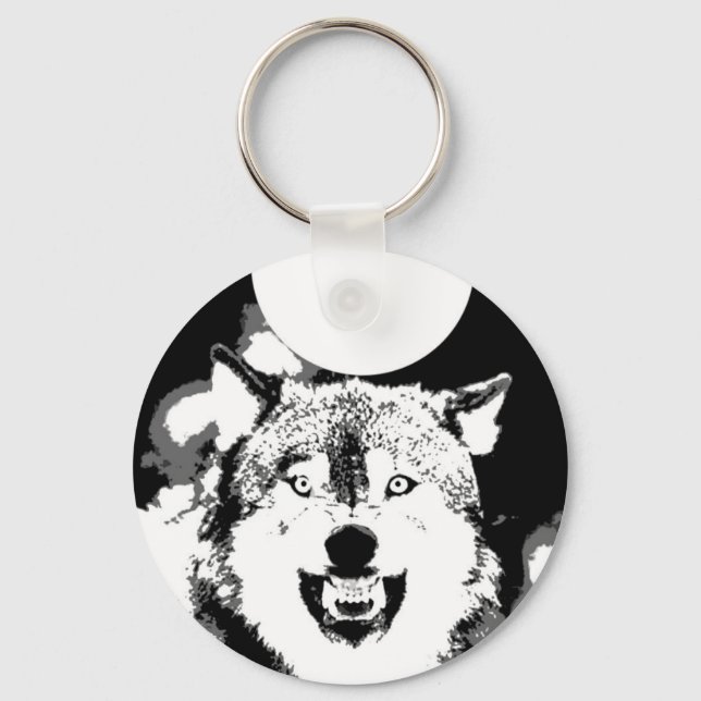 Wolf & Moon Key Ring (Front)
