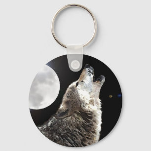 Wolf & Moon Key Ring
