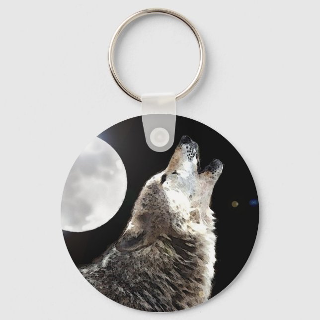 Wolf & Moon Key Ring (Front)