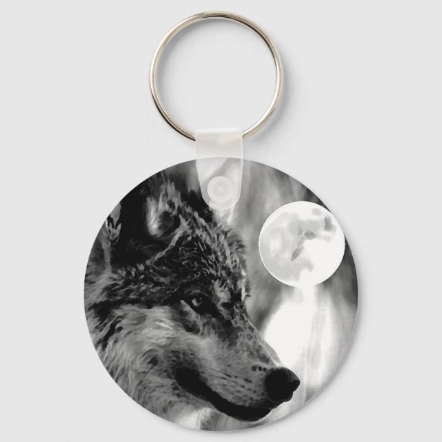 Wolf & Moon Key Ring (Front)