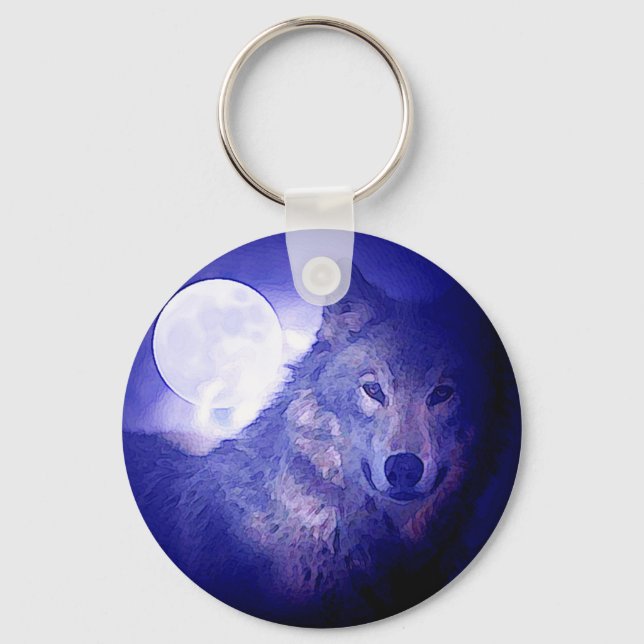 Wolf & Moon Key Ring (Front)