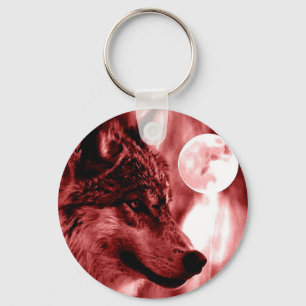 Wolf & Moon Key Ring