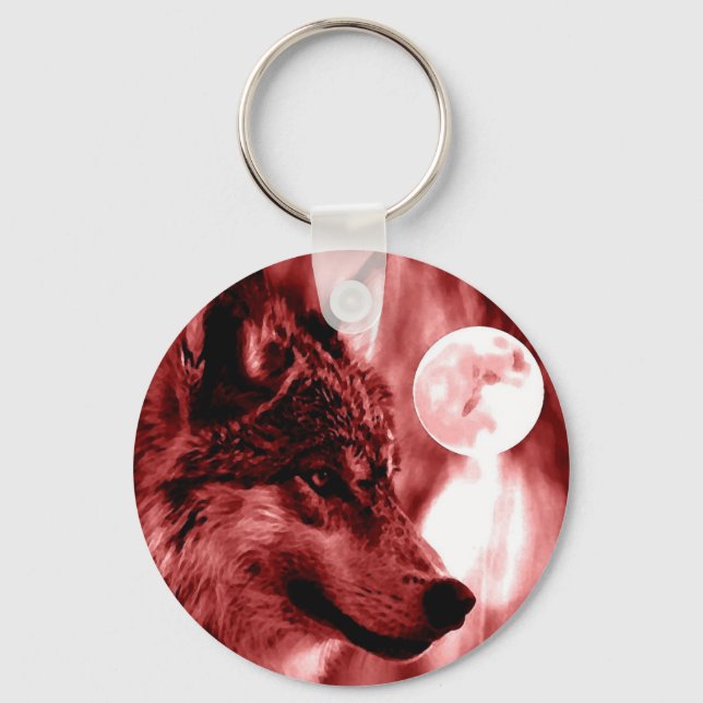 Wolf & Moon Key Ring (Front)