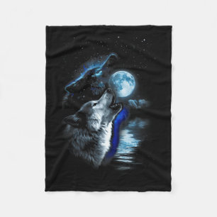 Wolf Moon Lake Wolf Howling Full Moon Wolf Graphic Fleece Blanket