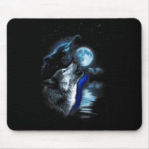 Wolf Moon Lake Wolf Howling Full Moon Wolf Graphic Mouse Pad