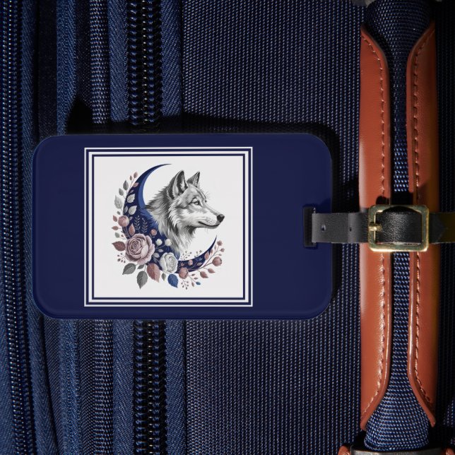 Wolf & Moon Luggage Tag (Front Insitu 4)