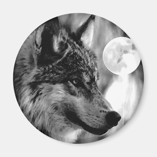Wolf & Moon Magnet (Front)