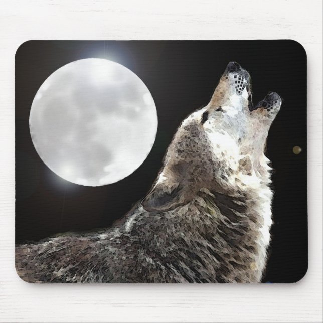 Wolf & Moon Mouse Pad (Front)