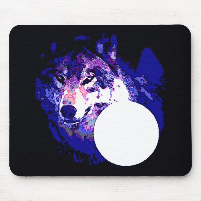 Wolf & Moon Mouse Pad (Front)