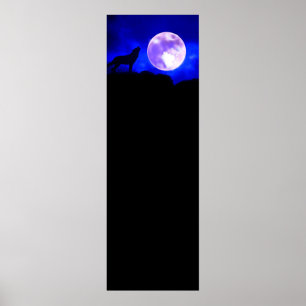 Wolf & Moon Panoramic Poster Print