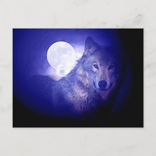 Wolf & Moon Postcard