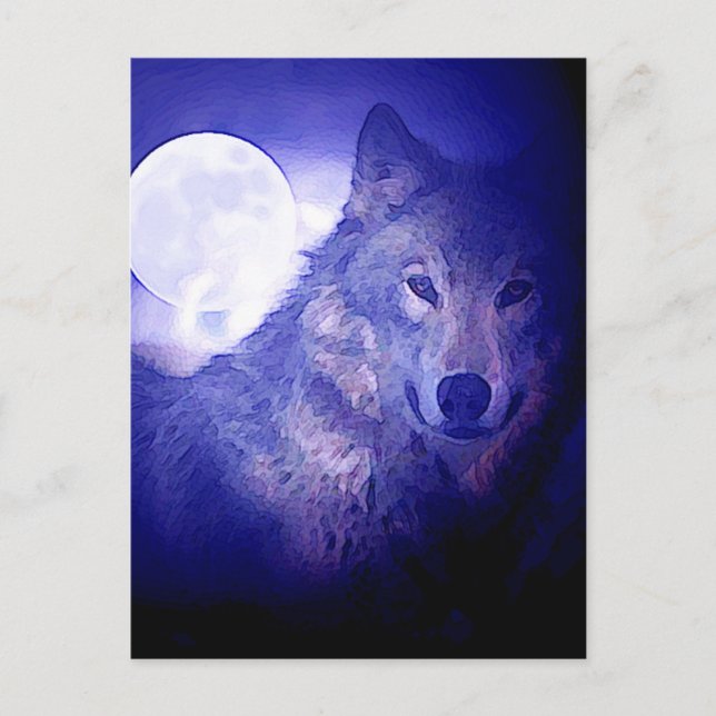 Wolf & Moon Postcard (Front)
