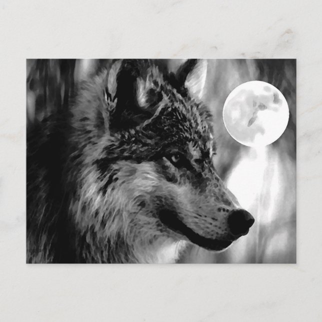 Wolf & Moon Postcard (Front)