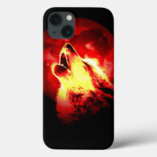 Wolf, Moon & Red Sky iPhone 13 Case