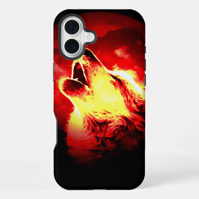 Wolf, Moon & Red Sky iPhone Case (Back)
