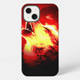 Wolf, Moon & Red Sky iPhone Case