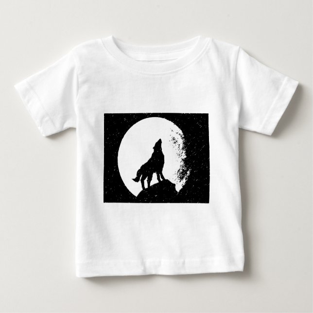 Wolf & Moon Silhoutte Baby T-Shirt (Front)