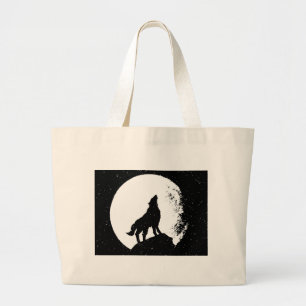 Wolf & Moon Silhoutte Large Tote Bag