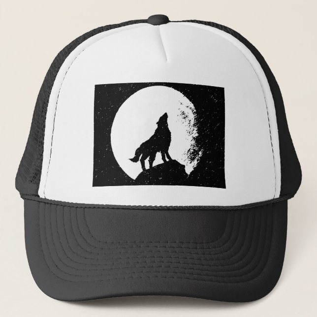 Wolf & Moon Silhoutte Trucker Hat (Front)