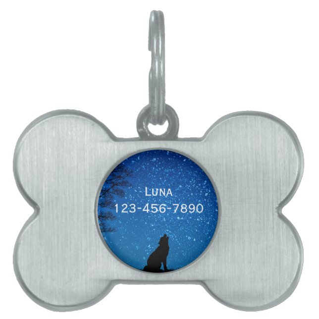 wolf moon stars pet tag (Front)