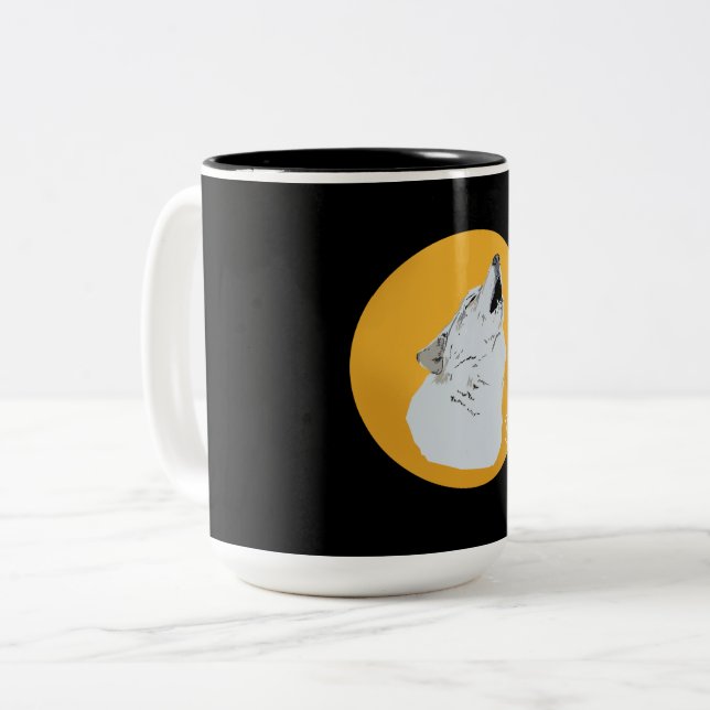 Wolf & Moon Two-Tone Coffee Mug (Front Left)