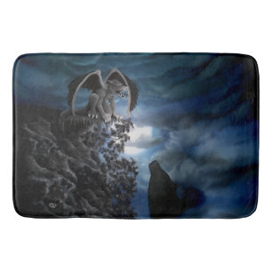 Wolf moon - Wolf with Golem Bath Mat