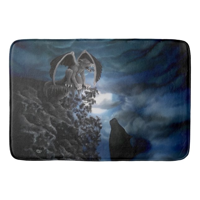 Wolf Moon - Wolf with Golem Bath Mat (Front)
