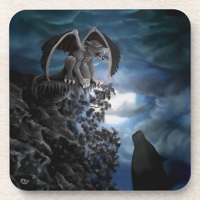 Wolf Moon - Wolf with Golem Coaster (Front)