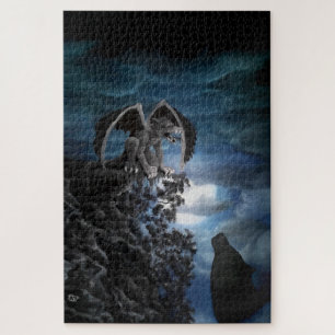 Wolf moon - Wolf with Golem Jigsaw Puzzle