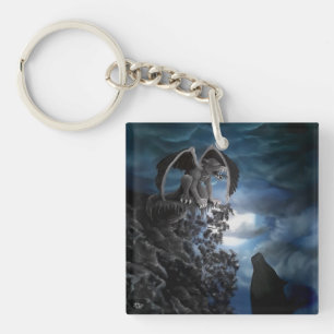 Wolf Moon - Wolf with Golem Key Ring