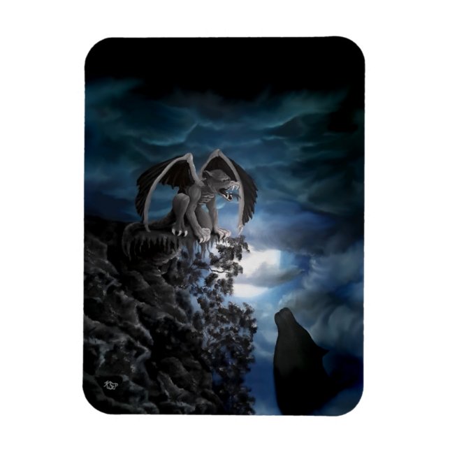 Wolf Moon - Wolf with Golem Magnet (Vertical)