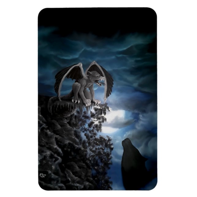 Wolf Moon - Wolf with Golem Magnet (Vertical)