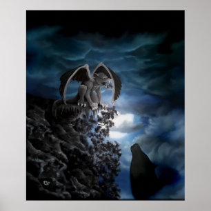 Wolf moon - Wolf with Golem Poster
