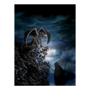 Wolf Moon - Wolf with Golem Poster