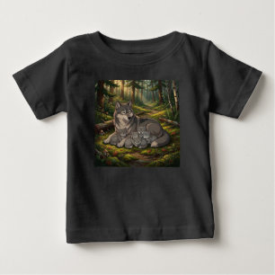 Wolf Mother And Pups Baby T-Shirt