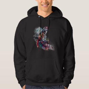 Wolf Motif Animal Lover Forest Art Wild Animal Nat Hoodie
